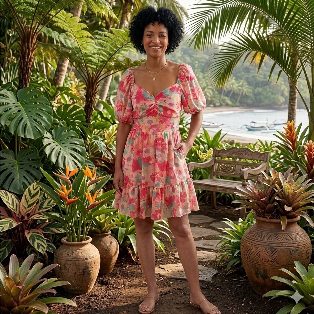 Flying Tomato | Colorful Floral Fit & Flare Mini Dress | Sz M